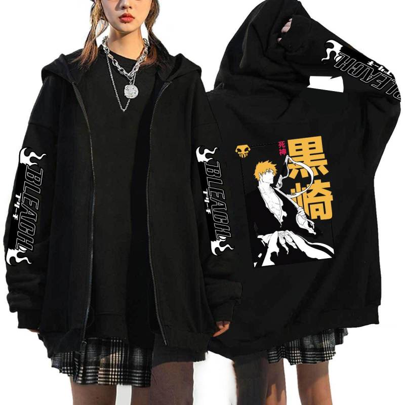 Japan Anime Bleach Kurosaki Ichigo Bedruckte Kapuzenjacke für Herren und Damen mit Reißverschluss, lässiges Sweatshirt, Harajuku, Unisex, Reißverschlussjacke XL Japan Anime Bleach Kurosaki Ichigo Bedruckte Kapuzenjacke für Herren und Damen mit Reißverschluss, lässiges Sweatshirt, Harajuku, Unisex, Reißverschlussjacke XL von Joom DACH