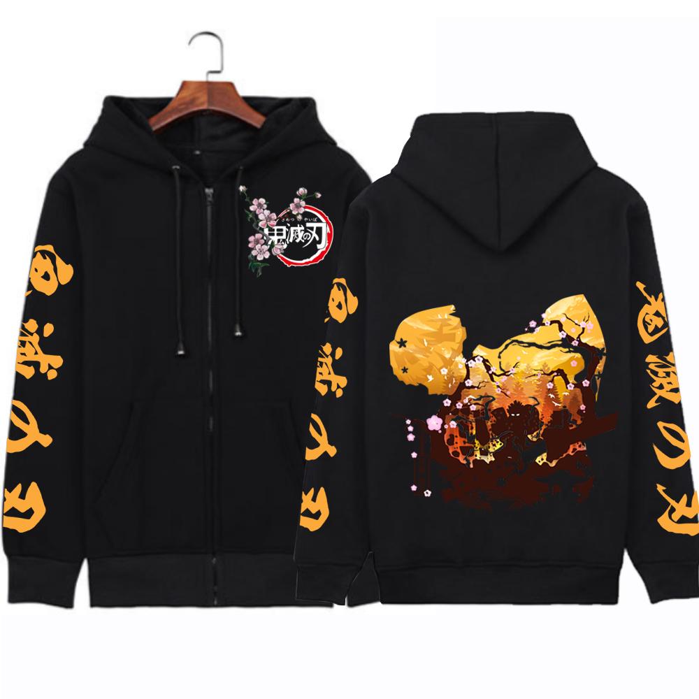Japan Anime Demon Slayer Agatsuma Zenitsu Print Mit Kapuze Männer Frauen Übergroße Zipper Hoodies Harajuku Sweatshirt Unisex Zip Jakcet S schwarz von Joom DACH