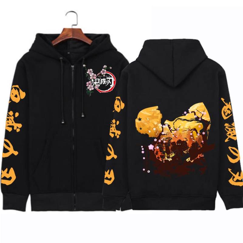 Japan Anime Demon Slayer Agatsuma Zenitsu Print Mit Kapuze Männer Frauen Übergroße Zipper Hoodies Harajuku Sweatshirt Unisex Zip Jakcet S schwarz von Joom DACH