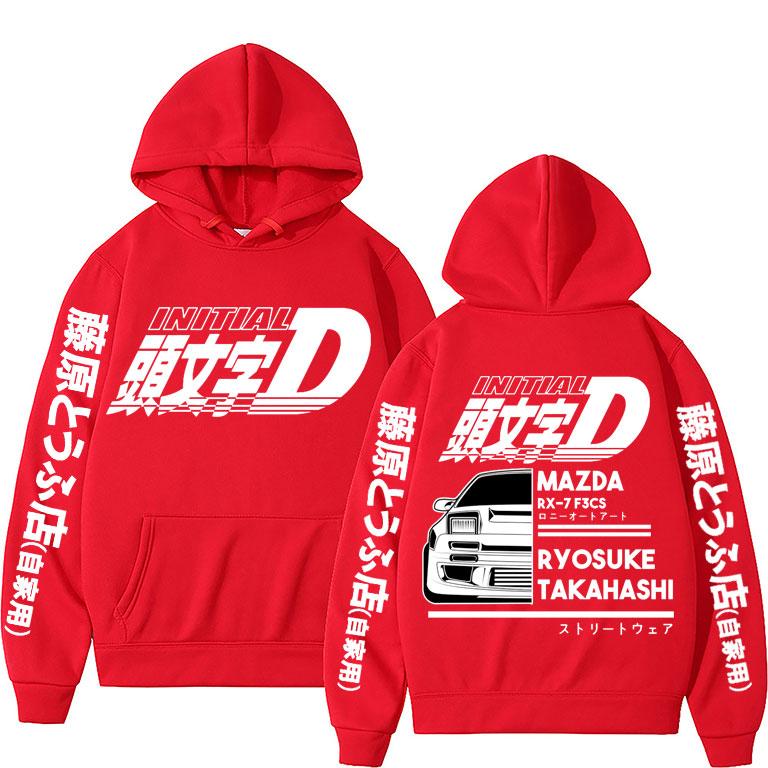 Japan Anime Initial D Grafikdruck Hoodies Regelmäßige Unisex Lose Hoodies Männer Frauen Neue Mode Kleidung Cosplay Cool Ae86 Sweatshirt XL rot von Joom DACH
