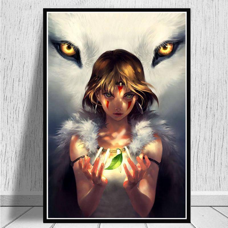 Japan Anime Prinzessin Mononoke Leinwand Malerei Poster und Drucke Wand Kunst Bilder für Wohnzimmer Cuadros Home Dekoration Kein Rahmen 30*40cm von Joom DACH