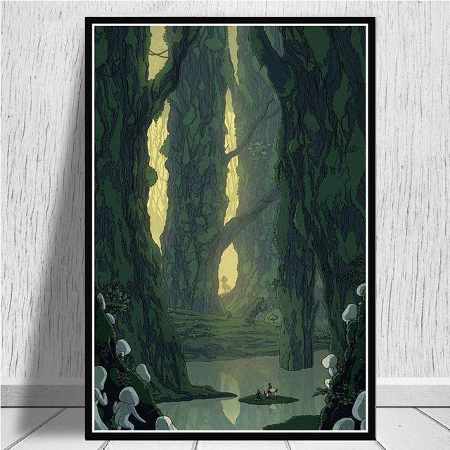 Japan Anime Prinzessin Mononoke Leinwand Malerei Poster und Drucke Wand Kunst Bilder für Wohnzimmer Cuadros Home Dekoration Kein Rahmen 40*60cm von Joom DACH