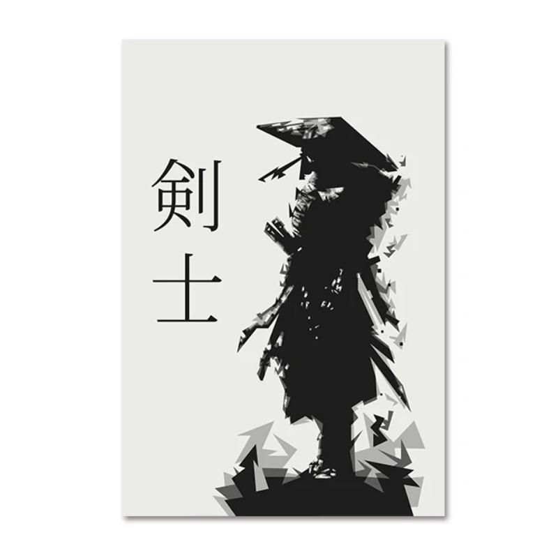 Japanischer Bushido Samurai Kenshi Poster Drucke Leinwand Malerei Abstraktes Porträt Wandkunst Bild für Zuhause Wohnzimmer Wanddeko 21cm×30cm NoFrame von Joom DACH