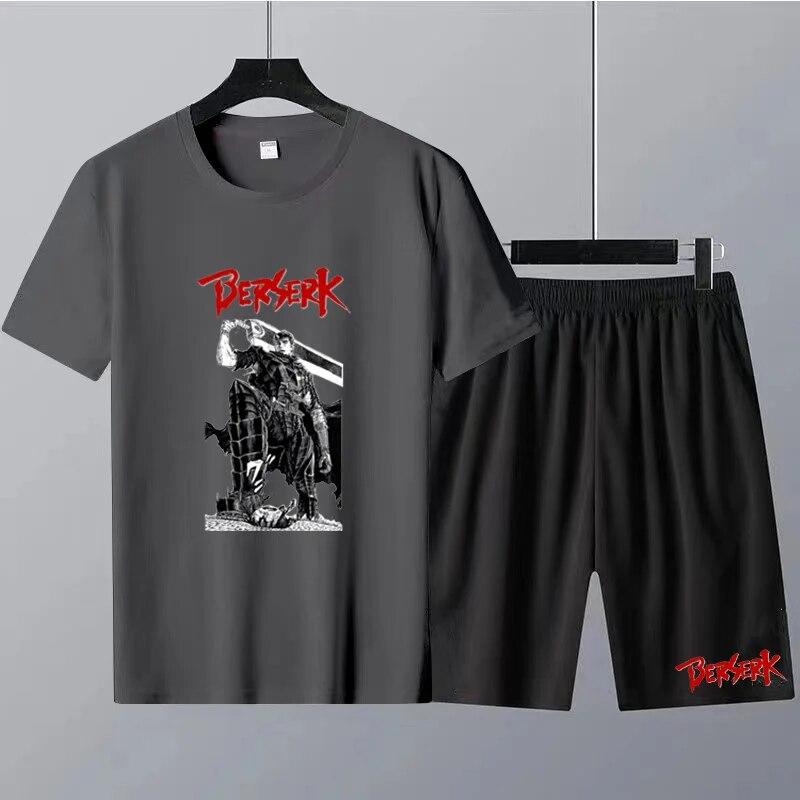 Japanische Anime Berserker Druck männer Rundhals T-shirt Sets Sommer T-Shirt Shorts 2 stücke Set Übergroßen Trainingsanzug Casual Männer kleidung L von Joom DACH