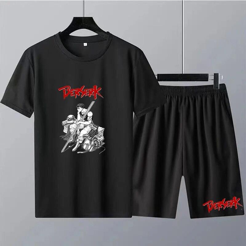 Japanische Anime Berserker Druck männer Rundhals T-shirt Sets Sommer T-Shirt Shorts 2 stücke Set Übergroßen Trainingsanzug Casual Männer kleidung M von Joom DACH