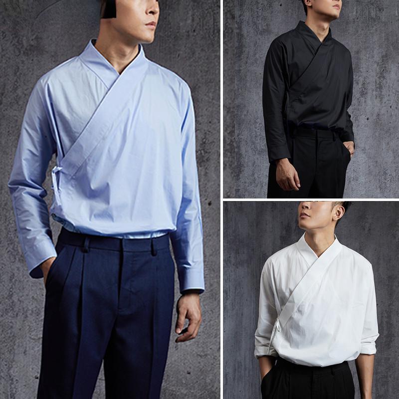 Japanische Art Kimono Shirts Sommer Casual Herren V-Ausschnitt Langarm Bluse Männliche Tops S von Joom DACH