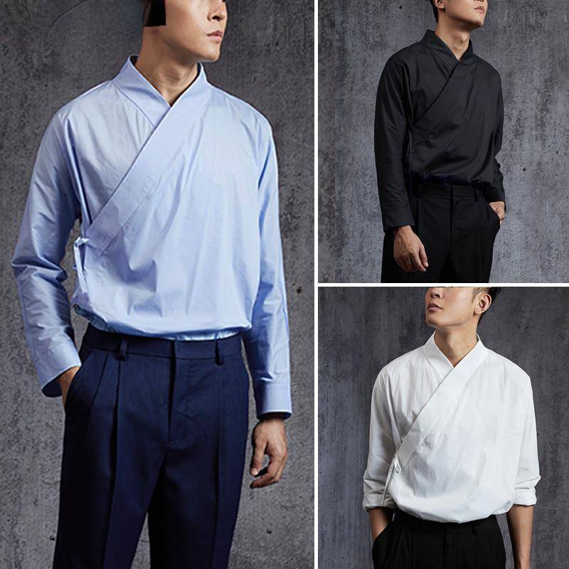 Japanische Art Kimono Shirts Sommer Casual Herren V-Ausschnitt Langarm Bluse Männliche Tops XL von Joom DACH