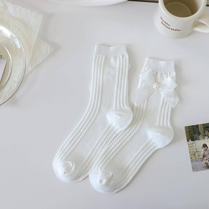 Japanische Kawaii süße weiße Socken JK Spitze Rüschen Rüschen Socken Frauen einfarbig süße Mädchen Studenten Lolita Stil Spitze Crew Socken von Joom DACH