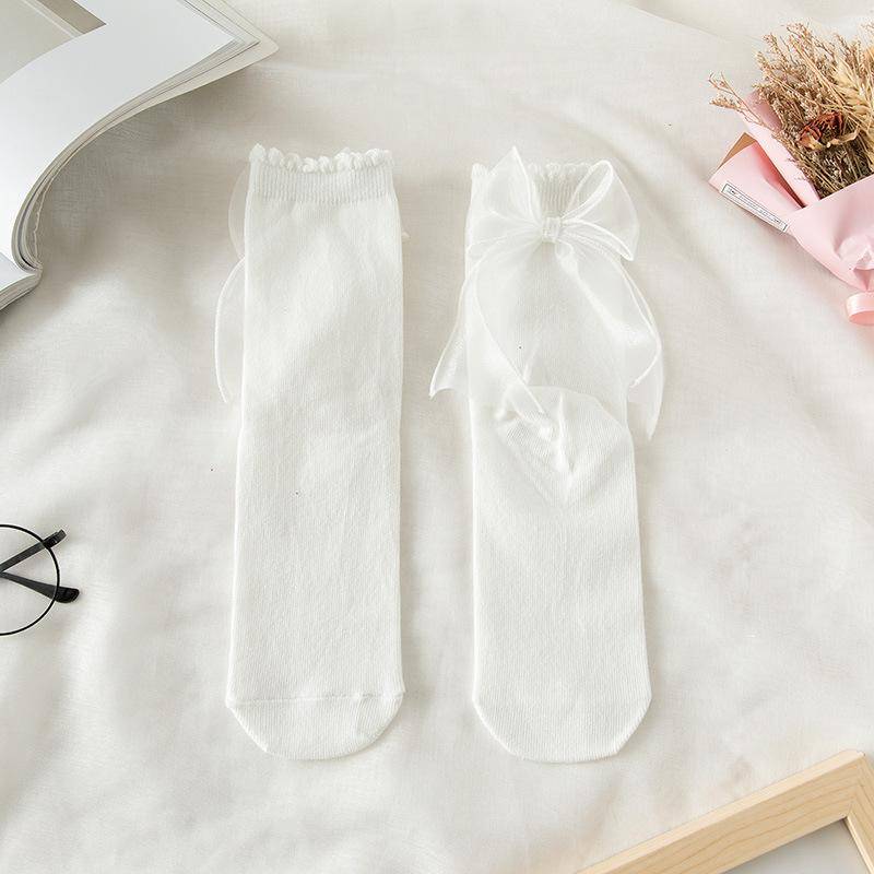 Japanische Kawaii süße weiße Socken JK Spitze Rüschen Rüschen Socken Frauen einfarbig süße Mädchen Studenten Lolita Stil Spitze Crew Socken von Joom DACH