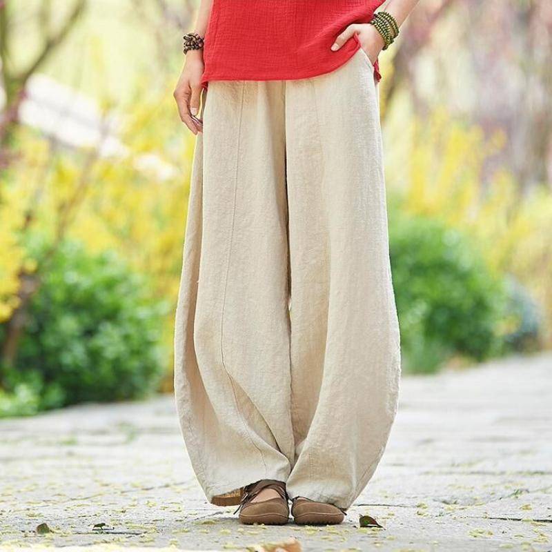 Japanische Plus Größe Frühling und Herbst Baumwolle und Leinen Lose Casual Pumphose Frauen M beige von Joom DACH