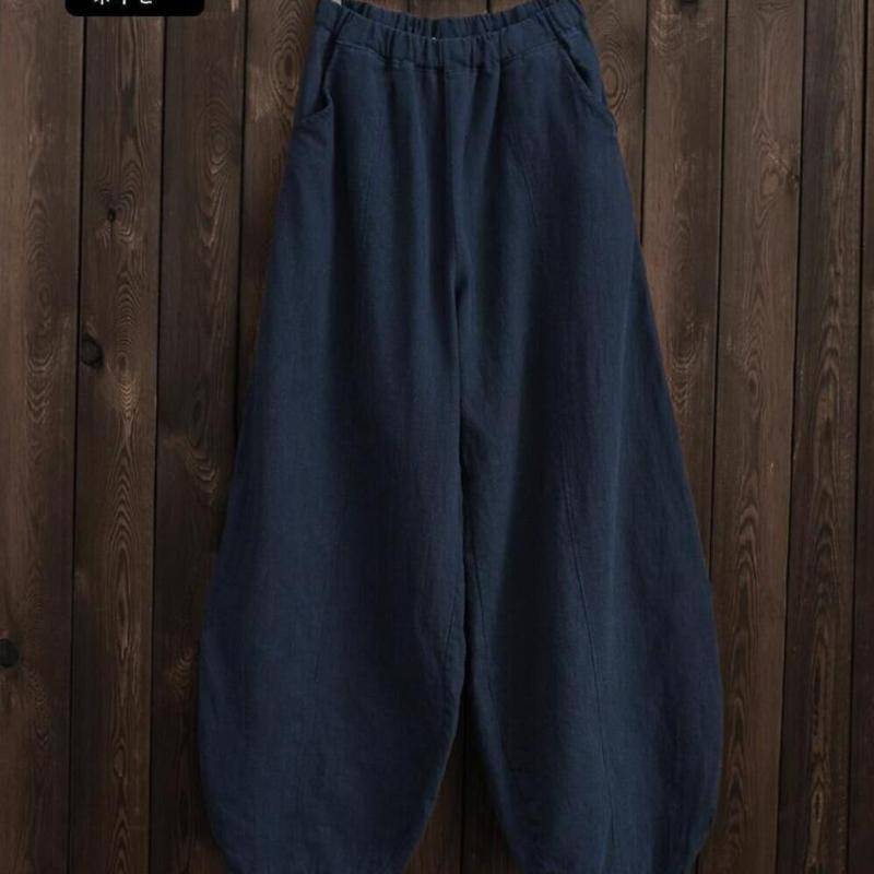Japanische Plus Größe Frühling und Herbst Baumwolle und Leinen Lose Casual Pumphose Frauen XXL dunkelblaue von Joom DACH