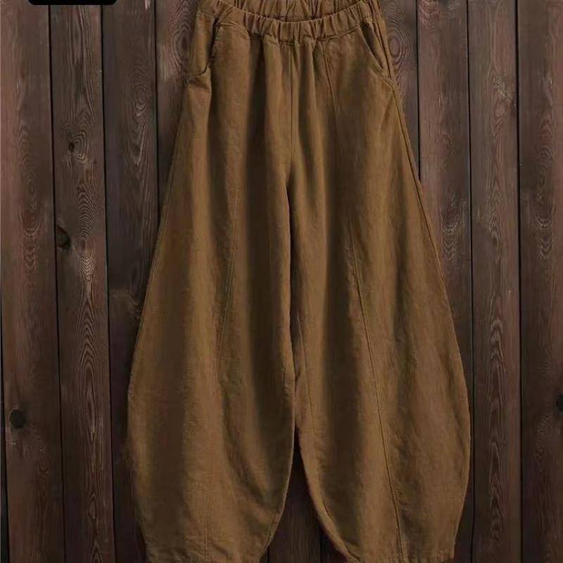 Japanische Plus Größe Frühling und Herbst Baumwolle und Leinen Lose Casual Pumphose Frauen XXXL kamelfarben von Joom DACH