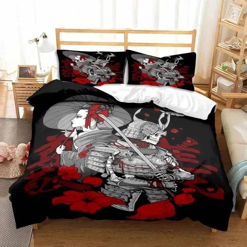 Japanische Samurai Bettwäsche Set Weiches Bettbezug Set Männer Teenager Schlafzimmer Einzel Doppel King Size Bettbezug Kissenbezug Jungen Geschenk 70x133cm 2pcs von Joom DACH