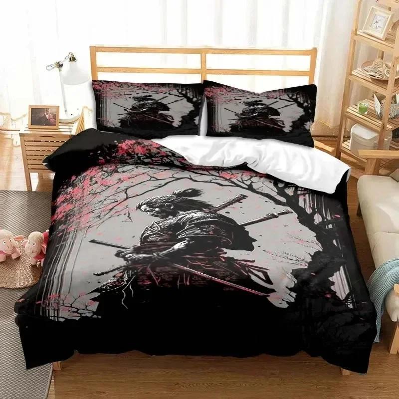 Japanische Samurai Bettwäsche Set Weiches Bettbezug Set Männer Teenager Schlafzimmer Einzel Doppel King Size Bettbezug Kissenbezug Jungen Geschenk US Twin(172x218cm) von Joom DACH