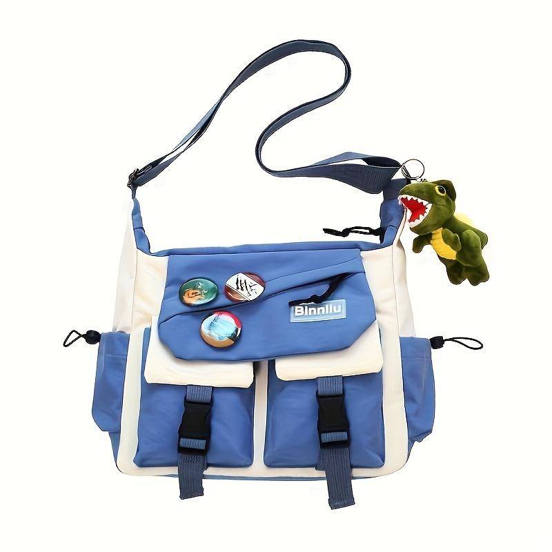 Japanische lässige Umhängetasche, vielseitige Umhängetasche in Kontrastfarbe, lässige Schultertasche für Herren und Damen blau von Joom DACH