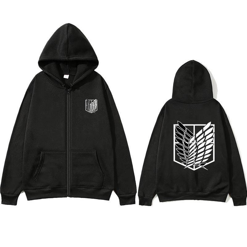 Japanischer Anime Attacks Titan Herren Zip Hoodies Hip-Hop Sweatshirts Herbst Casual Pullover Zip Hoodies Fashion Zip Sweatshirts M von Joom DACH
