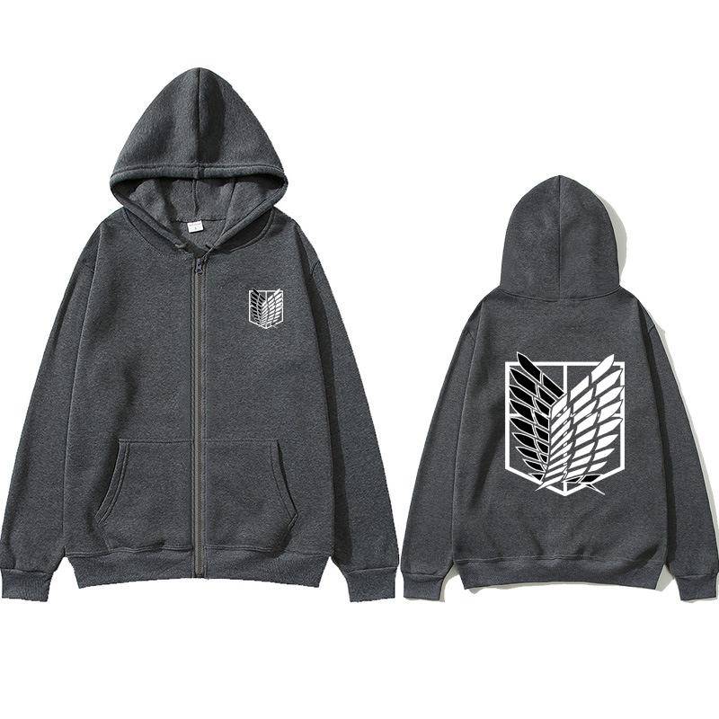 Japanischer Anime Attacks Titan Herren Zip Hoodies Hip-Hop Sweatshirts Herbst Casual Pullover Zip Hoodies Fashion Zip Sweatshirts XL von Joom DACH