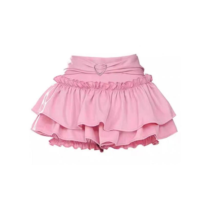 Japanischer Stil Kawaii Minirock Frau Sommer Lolita Y2k Hohe Taille Süßer Kurzer Rock Hot Girls Korean Schwarz Rosa A-Linie Rock M von Joom DACH