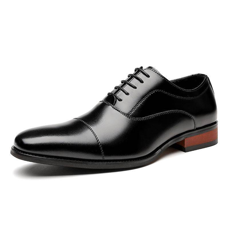 Japanischer Stil Neue Echtes Leder Business Lederschuhe Herren Drei-Gelenkige Kleiderschuhe Spitz Büro Hochzeit Oxford Schuhe Holzsohle 44 von Joom DACH