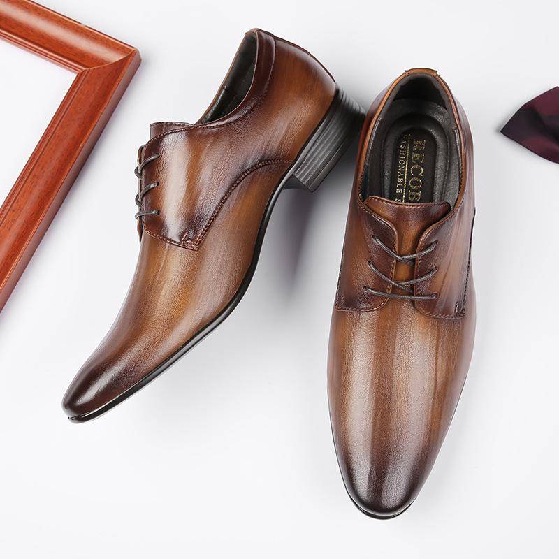 Japanischer Stil Neue Schnürschuhe Spitz Business Lederschuhe Herren Formelle Kleidung Weiche Sohle Lässig Büro Gentleman Herrenschuhe Mode 45 von Joom DACH
