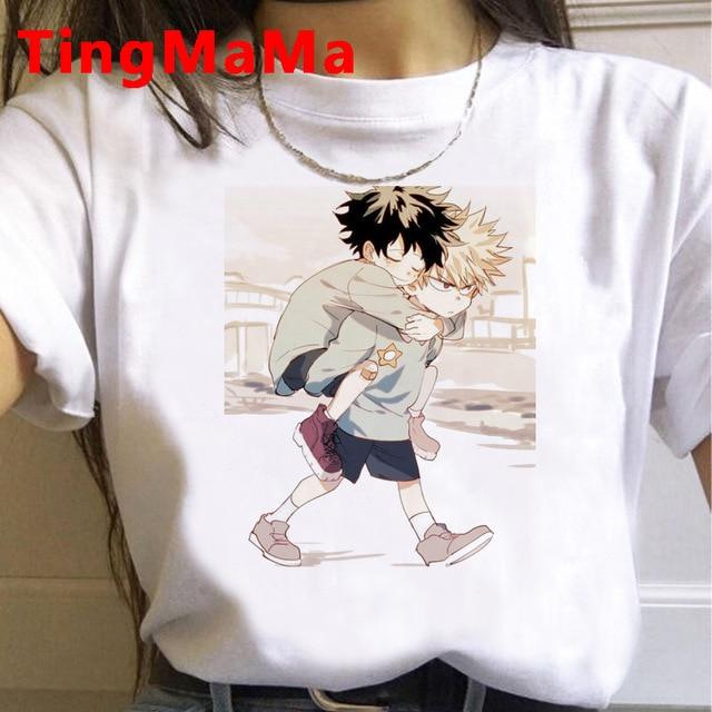 Japanisches Anime My Hero Academia T-Shirt Damen Kawaii Bakugou Cartoon Unisex Boku No Hero Academia Todoroki Grafik T-Shirts weiblich S von Joom DACH
