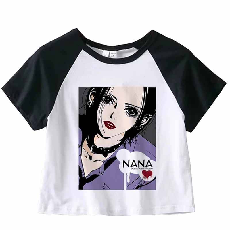 Japanisches Anime Sommer Crop Top T-Shirt Lässiges Harajuku T-Shirt Top Damen Herz Grafik Tees Anime T-Shirt Schwarz Kurze Ärmel M von Joom DACH