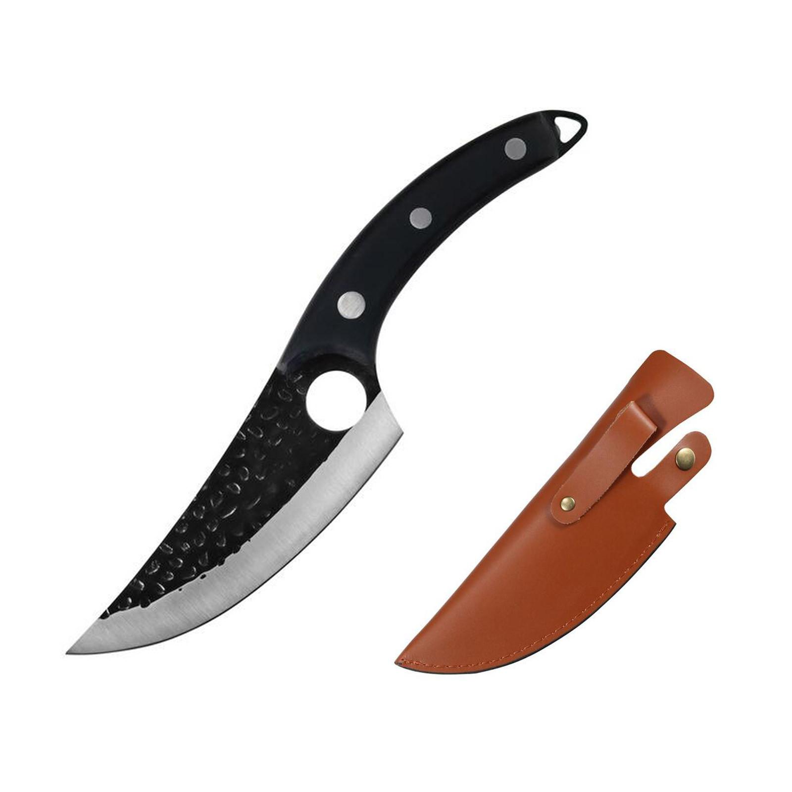 Japanisches Messer, Fleischmesser aus Kohlenstoffstahl mit Holzgriff, Full Tang-Kochmesser schwarz von Joom DACH