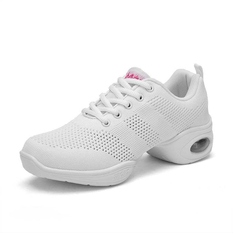 Jazzschuhe Damen Zumba Schuhe Jazz Tanzschuhe Tanzsneaker Modern Mesh Geteilte Sohle Schnürschuhe Luftpolsterschuhe Sportliche Fitness Wanderschuhe Gr. 34-41 40 weiß von Joom DACH