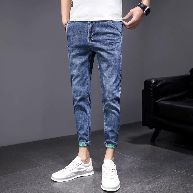 Jeans Herren Flut Herbst neuer Trend elastische hundert schlanke kleine Fuß lässige lange Hose 34 blau von Joom DACH