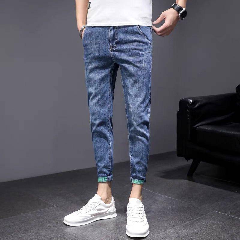 Jeans Herren Flut Herbst neuer Trend elastische hundert schlanke kleine Fuß lässige lange Hose 34 blau von Joom DACH