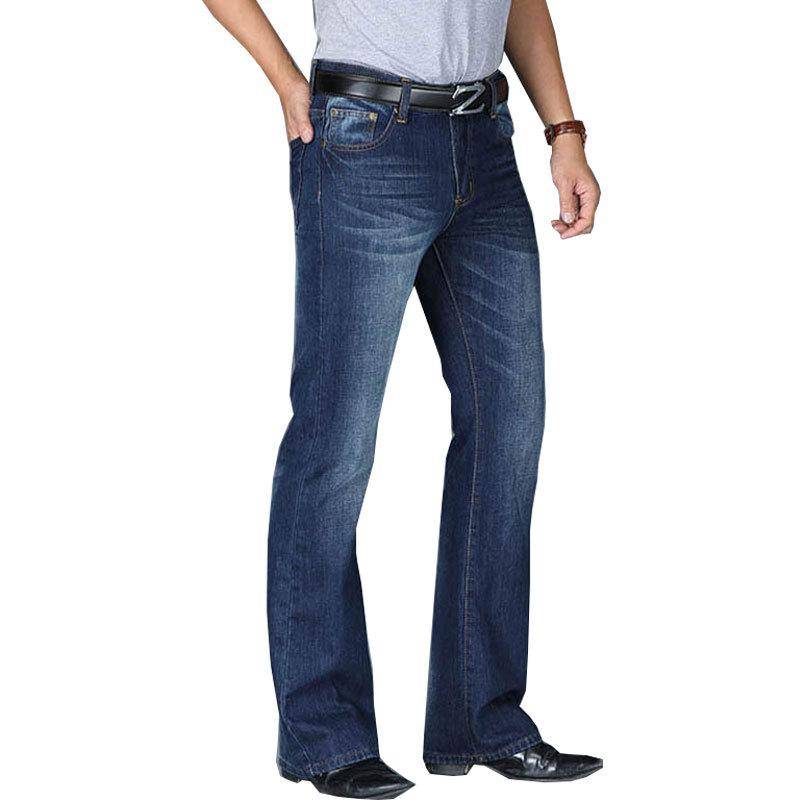 Jeans Herren Herren Big Flared Jeans Boot Cut Leg Flared Loose Fit Male Designer Classic Denim Jeans 38 dunkelblaue von Joom DACH