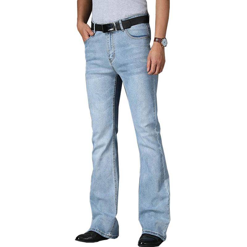 Jeans Herren Herren Schlagjeans Bootcut Bein Schlagjeans Herren Designer Klassische Jeans Hohe Taille Stretch Lockere Schlagjeans Blue Jeans 34 hellblaue von Joom DACH