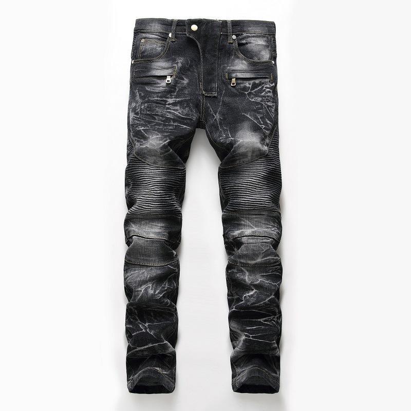 Jeans Herren Nostalgische Lokomotive Jeans Gerade Röhre Mode Herren Persönlichkeit Hosen 40 schwarz von Joom DACH