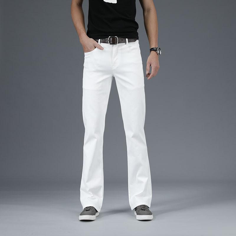 Jeans für Herren Herren Big Flared Jeans Bootcut Bein Schlaghose Passform Männlich Designer Klassische Freizeitjeans 34 weiß von Joom DACH
