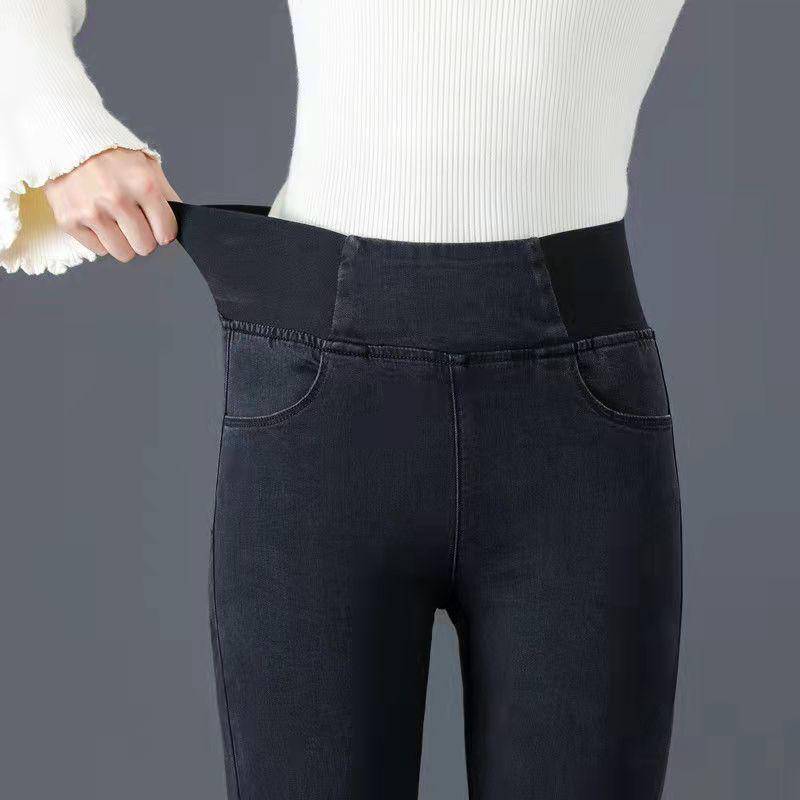 Jeans mit hoher Taille und elastischem Fleece für Damen – schlankmachende Bleistifthose in großen Größen für Herbst/Winter 36 for 170-180 jin von Joom DACH