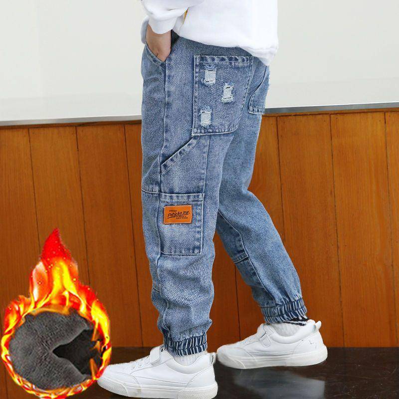 Jeanshosen für Jungen im Frühling und Herbst, große Leggings für Kinder sowie Freizeithosen aus Samt für Kinder 120 blau von Joom DACH