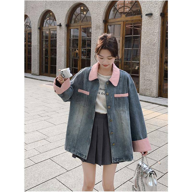 Jeansjacke für Damen Petite Herbst Neu Koreanischer Stil Retro Design Kurzes Oberteil L von Joom DACH