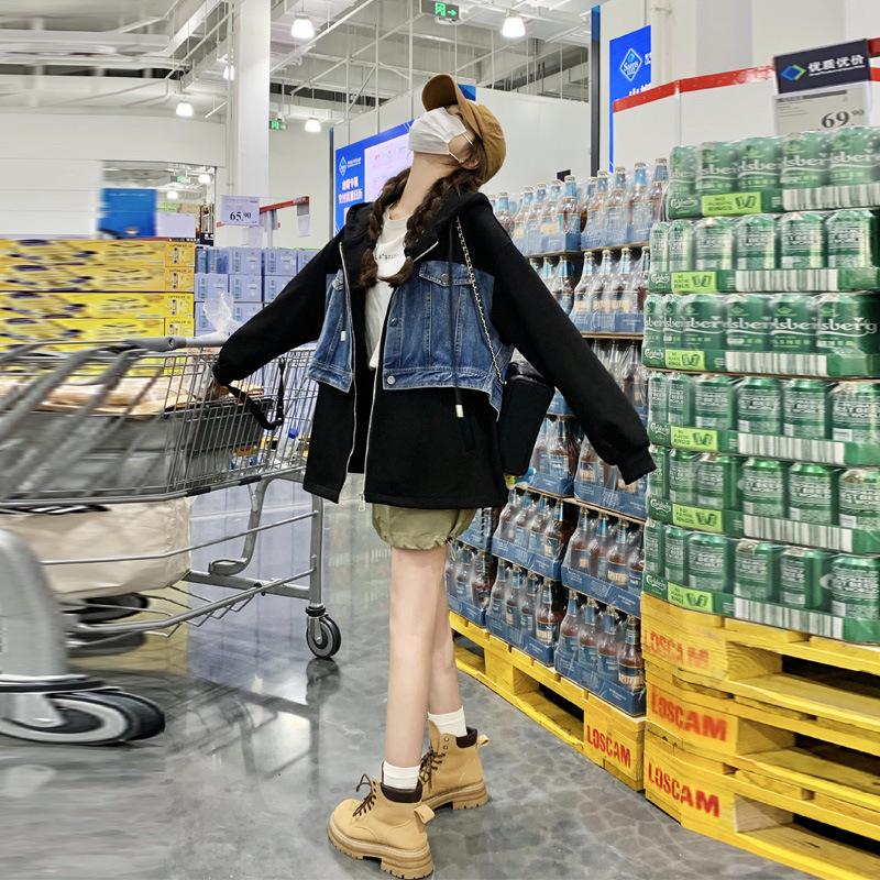Jeansjacke für Damen im Frühling und Herbst, neuer Stil, Salt Style, leichtes und reifes Gefühl, super schönes Sweatshirt im Retro-College-Stil XL von Joom DACH