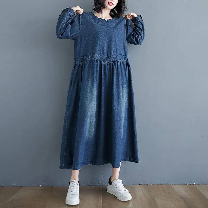 Jeanskleid Damen Langarm Frühling und Herbst Lockeres Overknee Kleid M von Joom DACH