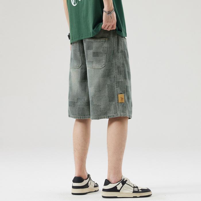 Jeansshorts Herren Sommer Dünn Neu Sternenhimmel Muster Gerade Locker Fünf-Punkt Mittellange Hose 4XL von Joom DACH