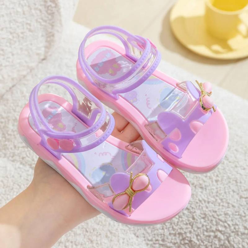 Jelly Color Mädchen Sandalen Student Koreanische Prinzessin Schuhe Weiche Unterseite Strandschuhe Mädchen Flache Sandalen für Kinder 24 violett von Joom DACH