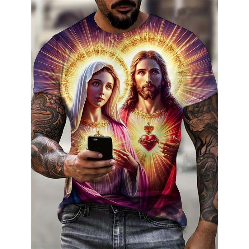 Jesus Christus Muster T-Shirt für Männer Heilige Mutter und Sohn 3D Druck T-Shirts Sommer Locker Kurzarm T-Shirts O-Ausschnitt Tops Streetwear XS Jesus Christus Muster T-Shirt für Männer Heilige Mutter und Sohn 3D Druck T-Shirts Sommer Locker Kurzarm T-Shirts O-Ausschnitt Tops Streetwear XS von Joom DACH