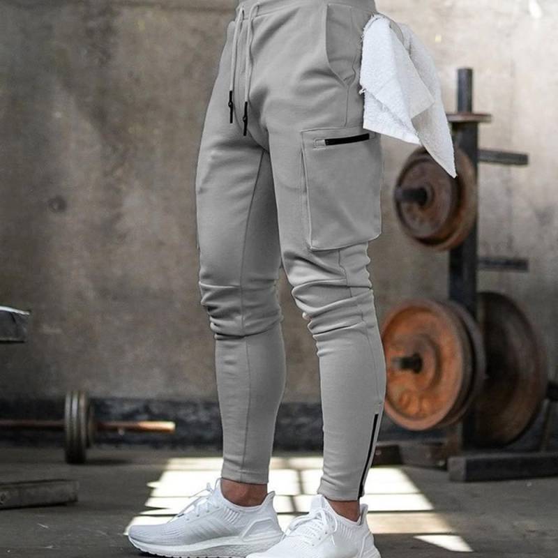 Jogger Männer Jogginghose Running Training Hose Männer Fitness Sportswear Männlichen Fitness-Studio Cargo Hosen Workout Dünne Hose L weiße grau von Joom DACH