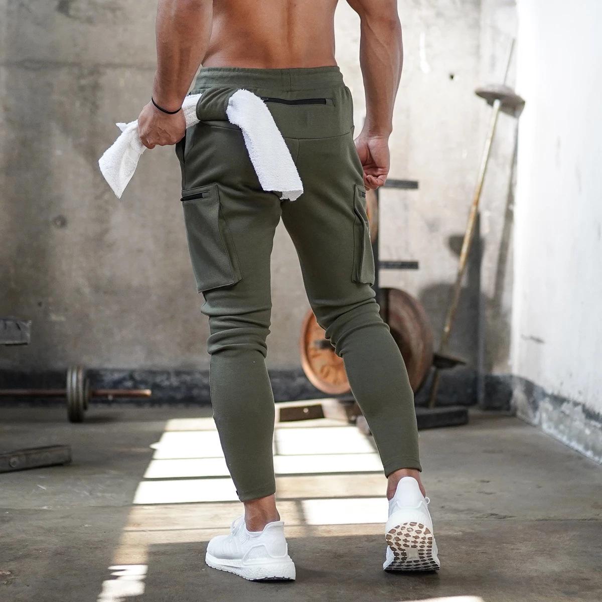 Jogger Männer Jogginghose Running Training Hose Männer Fitness Sportswear Männlichen Fitness-Studio Cargo Hosen Workout Dünne Hose S armee grüne von Joom DACH