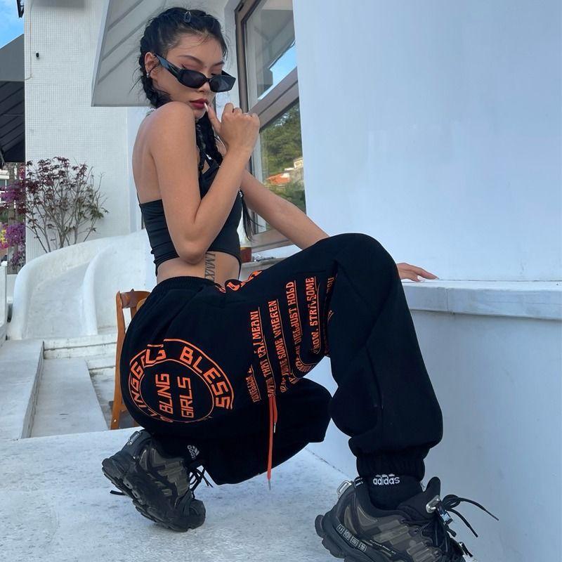 Jogging Jogginghose Frauen Koreanische Mode Oversize Jogger Sport Hosen Hippie Breite Bein Hosen Damen Winter Kpop Streetwear 2XL schwarz von Joom DACH