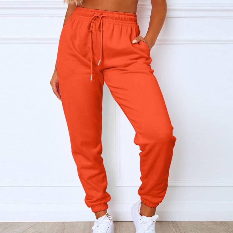 Jogginghose Damen Fleece Jogginghose Sporthose Casual Fashion Loose Schwarz Rot Einfarbig Damen Hose Tasche Lang XL von Joom DACH