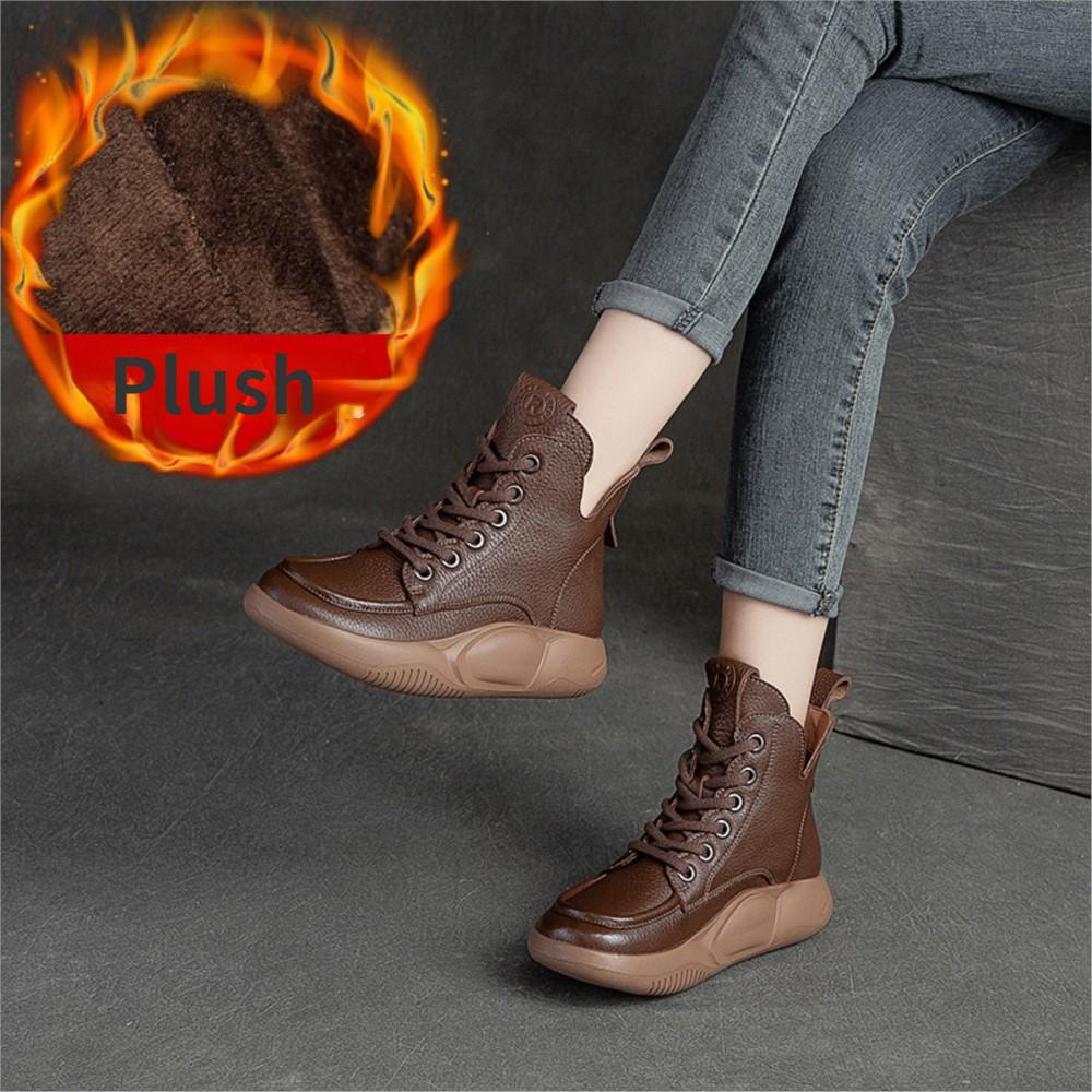 Johnature Damen-Stiefel aus echtem Leder, Winter-Schnürung, runde Zehenpartie, Damenschuhe, Nähen, handgefertigt, Retro-Stiefeletten 39 braun Johnature Damen-Stiefel aus echtem Leder, Winter-Schnürung, runde Zehenpartie, Damenschuhe, Nähen, handgefertigt, Retro-Stiefeletten 39 braun von Joom DACH