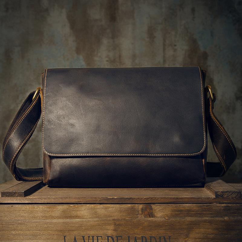 Johnature Handgefertigte Umhängetasche aus echtem Leder für Herren, Vintage-Stil, echtes Rindsleder, Umhängetasche, modische Umhängetaschen für Herren dunkelbraune Johnature Handgefertigte Umhängetasche aus echtem Leder für Herren, Vintage-Stil, echtes Rindsleder, Umhängetasche, modische Umhängetaschen für Herren dunkelbraune von Joom DACH
