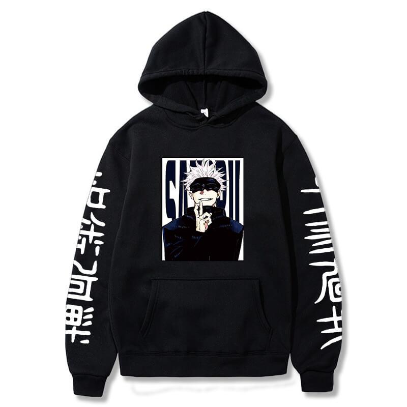 Jujutsu Kaisen Hoodies Anime Harajuku Satoru Gojo Grafik Männer Frauen Sweatshirts Pullover Casual Langen Ärmeln Streetwear Tops XS schwarz von Joom DACH