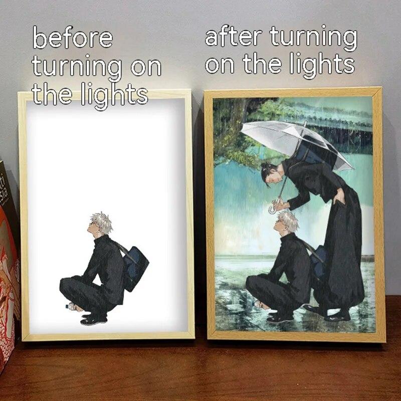 Jujutsu Kaisen Licht Dekorative Malerei Anime Figur Led Dekore Foto Rahmen Leuchtende Malerei Poster 9inch von Joom DACH